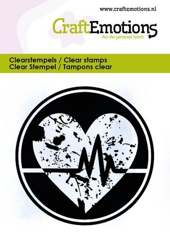 CraftEmotions clearstamps 6x7cm - Herz & Herzschlag in Runde