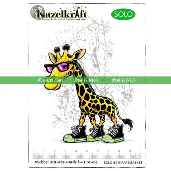 Katzelkraft - Girabaskets- Stempel Giraffe in Turnschuhen- A6 SOLO