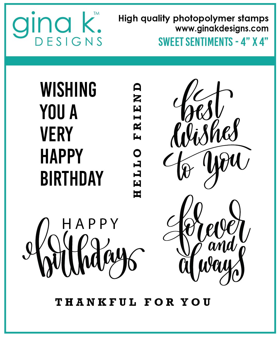 Gina K Designs - STAMPS- Sweet Sentiments