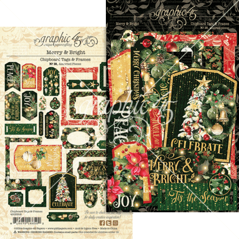 Graphic 45 - Merry & Bright Chipboard Tags & Frames