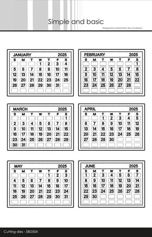 Simple and Basic die "Calender Tabs 2025 - Jan-Jun ENGLISCH" 