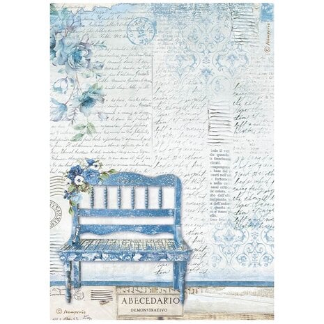 Stamperia - A4 Rice Paper Blue Land Bench