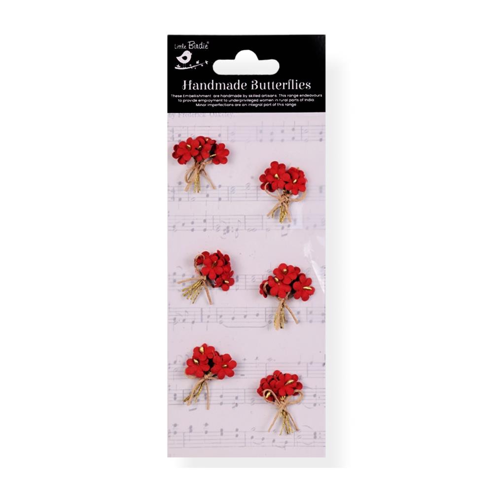Little Birdie Paper Bouquet 6/Pkg - Cardinal Red 