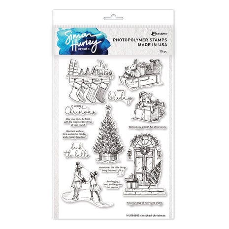 Simon Hurley create. Photopolymer Stamps 6x9 Inch Sketched Christmas