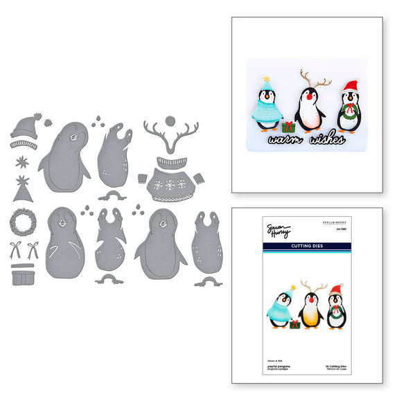 Spellbinders - Playful Penguins Etched Dies from the Let It Snow Collection by Simon Hurley