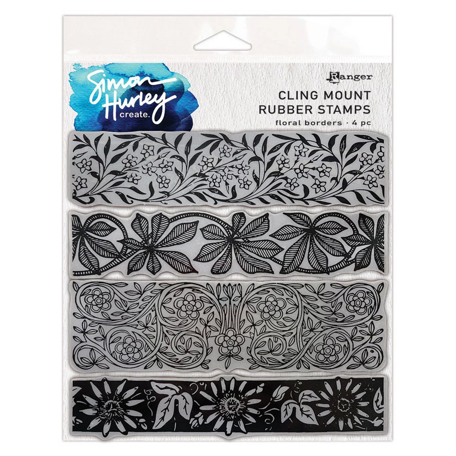 Ranger • Simon Hurley create. Cling Mount Rubber Stamps Floral Borders