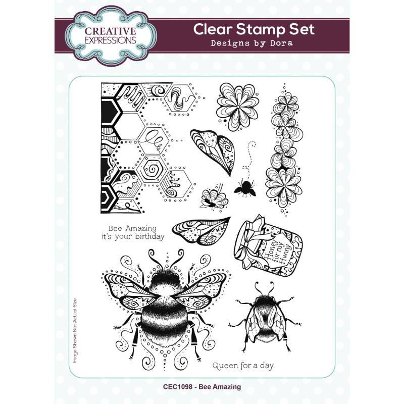 Creative Expressions Dora Bee Amazing 6 in x 8 in Clear Stamp Set