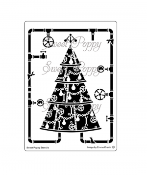 Sweet Poppy Stencil: Steampunk Yule-Tool Tree