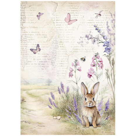 Stamperia - Lavender A4 Rice Paper Bunny