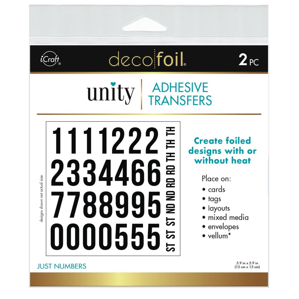 Deco Foil Adhesive Transfer Sheets by Unity 5.9" x 5.9" - Just Numbers