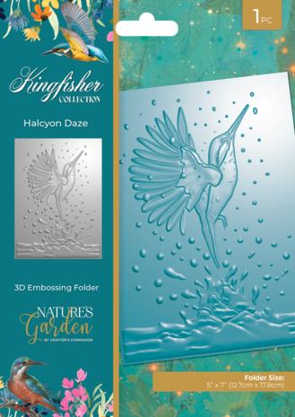 Crafters Companion - Kingfisher Collection 5x7 Inch 3D Embossing Folder Halcyon Daze