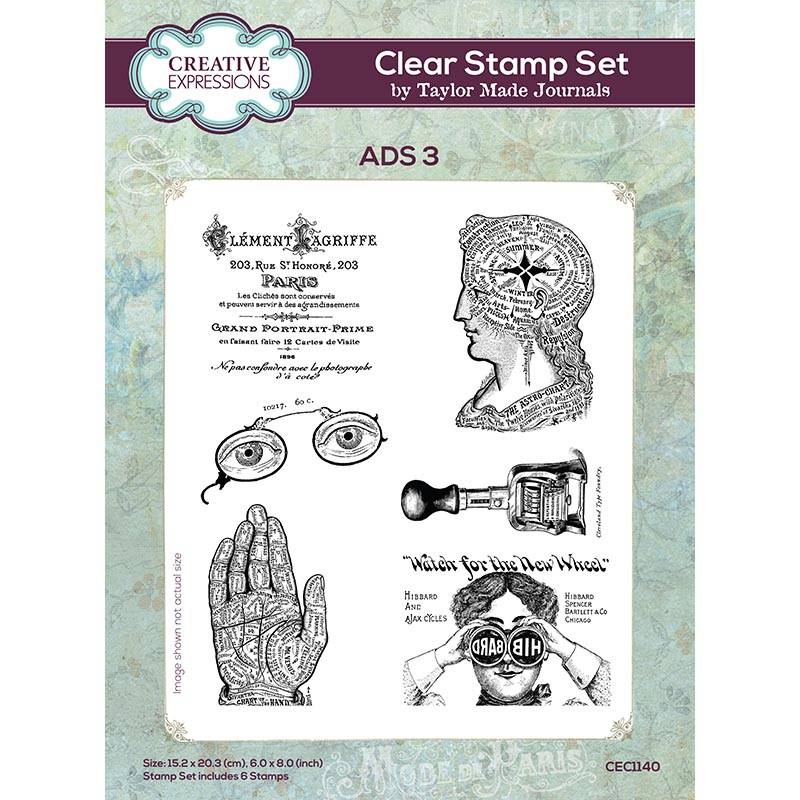 Creative Expressions Taylor Made Journals Ads 3 6 in x 8 in Clear Stamp Set