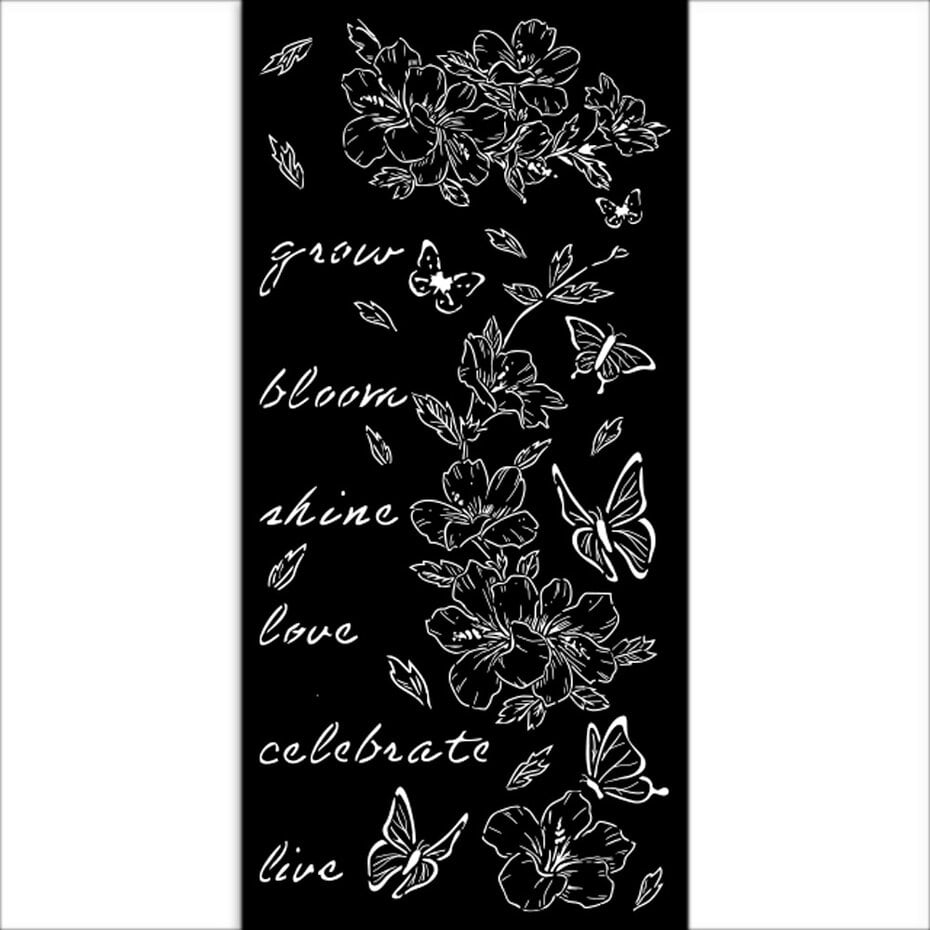 Stamperia - Create Happiness Secret Diary Thick Stencil 12x25cm Flowers and Butterfly