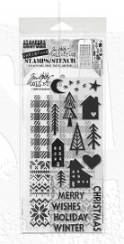 Tim Holtz Mixed-Media Stamps & Stencil Set THMM187: Festive Print, Holiday Knit, Gingham