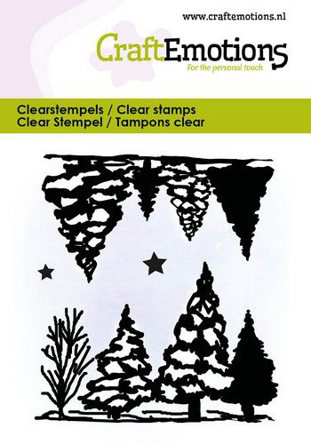 CraftEmotions Clearstamps 6x7cm - Landschaft Bäume und Sterne