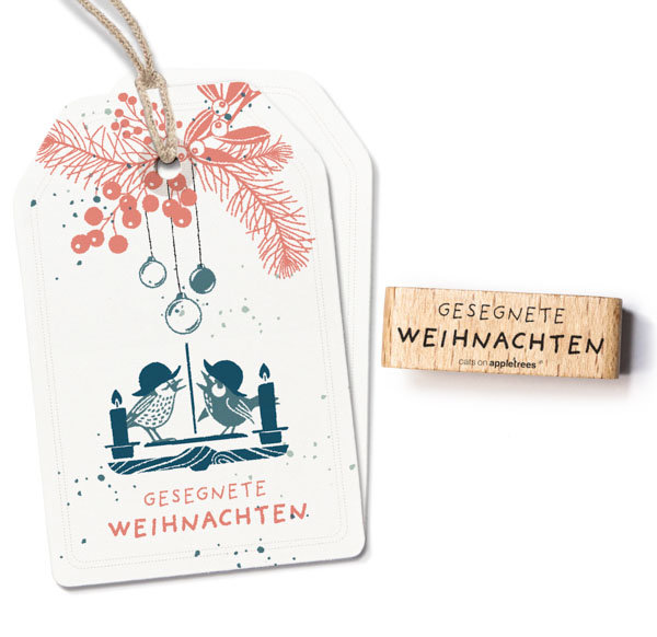 cats on appletrees - Stempel Gesegnete Weihnachten