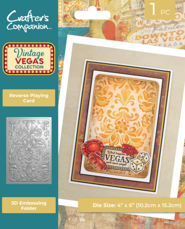 Crafters Companion - Vintage Vegas 3D Embossing Folder Reverse Playing Card