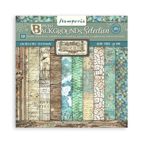 Stamperia - Songs of the Sea Maxi Background 12x12 Inch Paper Pack