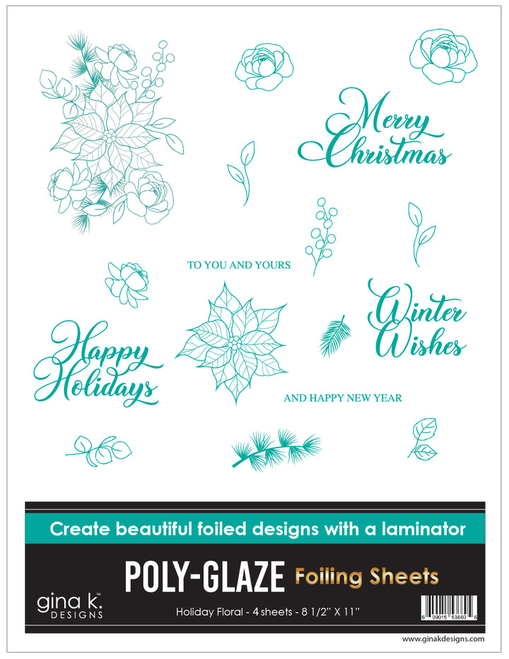 Gina K Designs - POLY-GLAZE Foiling Sheets- Holiday Floral