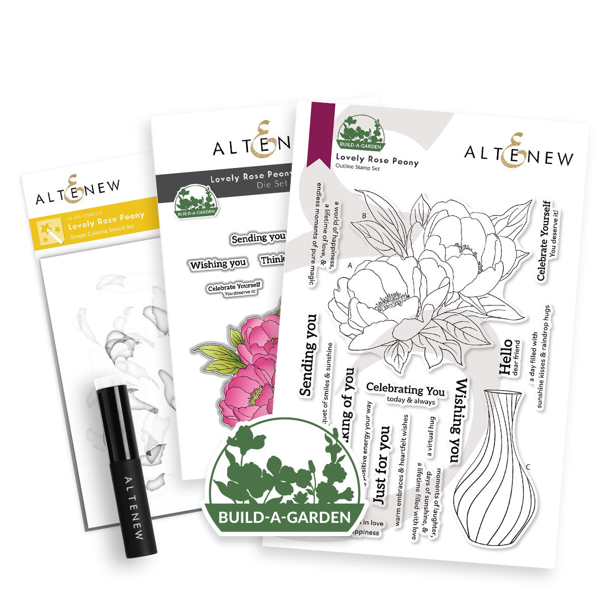 Altenew - Build-A-Garden: Lovely Rose Peony & Add-on Die Bundle