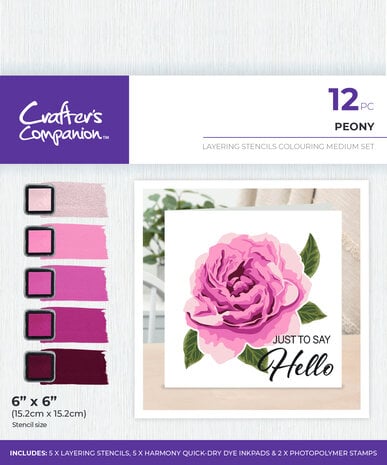 CC- Colouring Medium Set Layering Stencils Peony