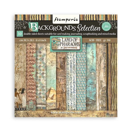 Stamperia Land of Pharaohs Backgrounds 8x8 Inch Paper Pack