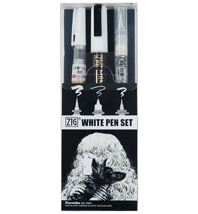 Zig White Pen set 3pcs. set