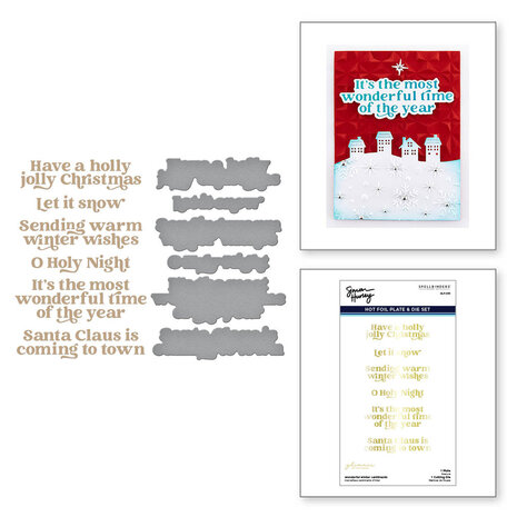 Spellbinders - Wonderful Winter Sentiments Glimmer Hot Foil Plate & Die Set