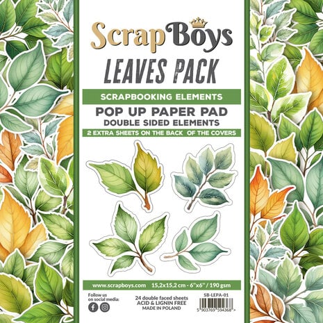 ScrapBoys Leaves Pack 6x6 Inch Pop Up Paper Pad