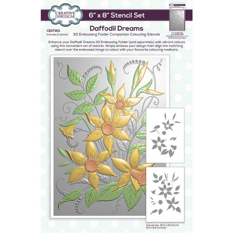 Creative Expressions Daffodil Dreams Companion Colouring Stencil 6 in x 8 in 2pk