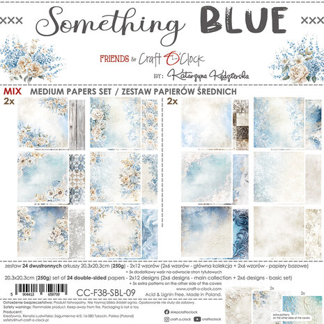 Craft O'Clock - Something Blue 8x8 Inch Medium Papers Set