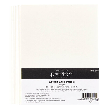 Spellbinders -BetterPress - BetterPress Cotton Card Panels 4.25x5.5 Inch Bisque (25pcs)