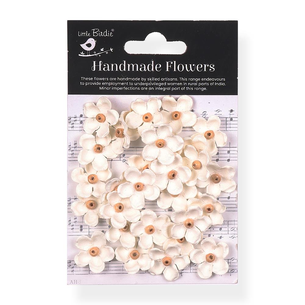 Little Birdie Beaded Blooms Paper Flowers 30/Pkg - Ivory Pearl 