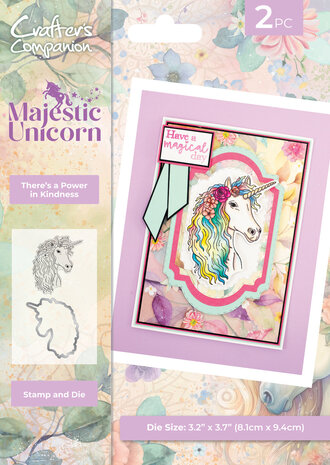 Crafters Companion - Majestic Unicorn Stamp & Die There is Power in Kindness 