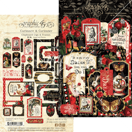 Graphic 45 - Curiouser & Curiouser Chipboard Tags & Frames 