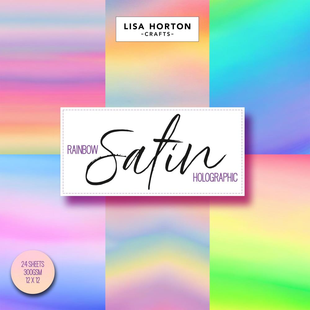 Lisa Horton Crafts 300gsm Cardstock 12"X12" -  Rainbow Satin Holographic 