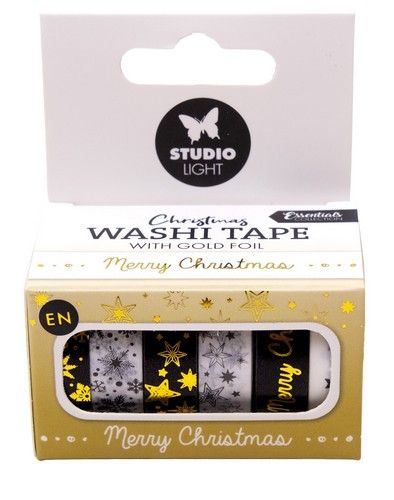 Studio Light Washi tape Black/white - EN - Gold Essentials nr.22