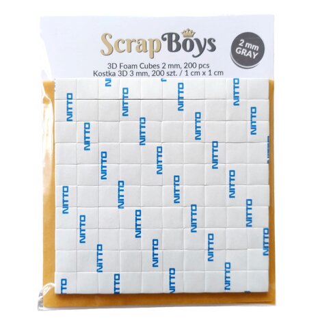 ScrapBoys - 3D Foam 2mm Cubes 1x1cm - Gray (200pcs)