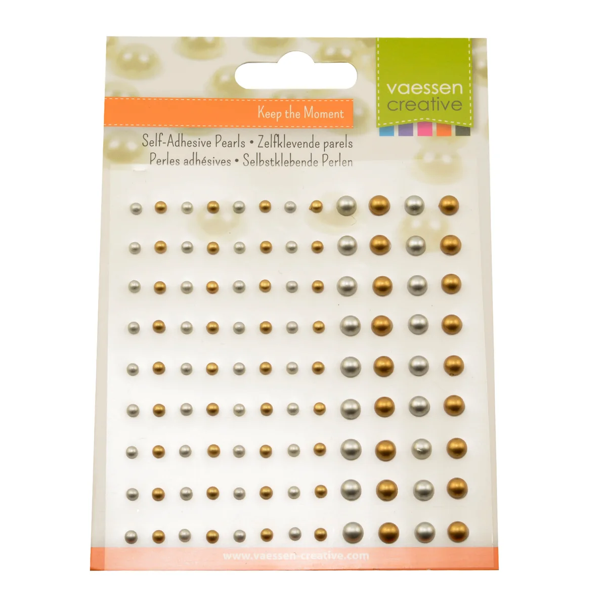 Vaessen Creative • Self-Adhesive Half Pearls 3mm&5mm Gold&Silver Metallic 108pcs