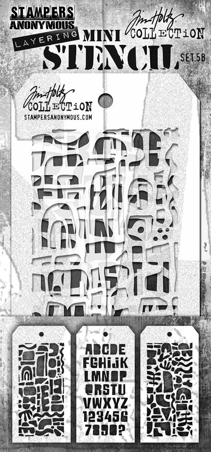 Set #58 Tim Holtz Layering Mini Stencil (3pcs)