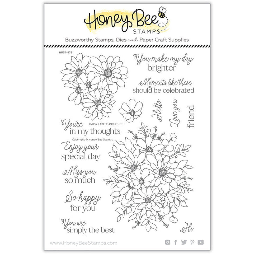 Honey Bee - Daisy Layers Bouquet - 6x8 Stamp Set