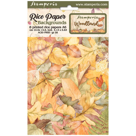 Stamperia - Woodland A6 Rice Paper Backgrounds (8pcs) 