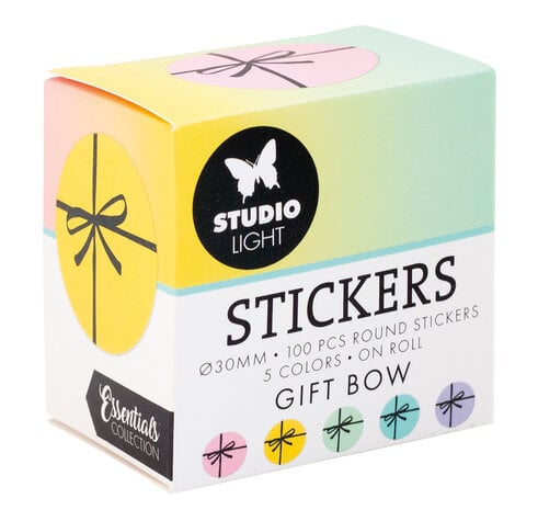 Studio Light Gift Bow ø30mm Round Stickers on Roll (100pcs)