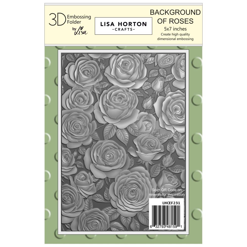 Lisa Horton Crafts Embossing Folder 5"X7" - Background Of Roses