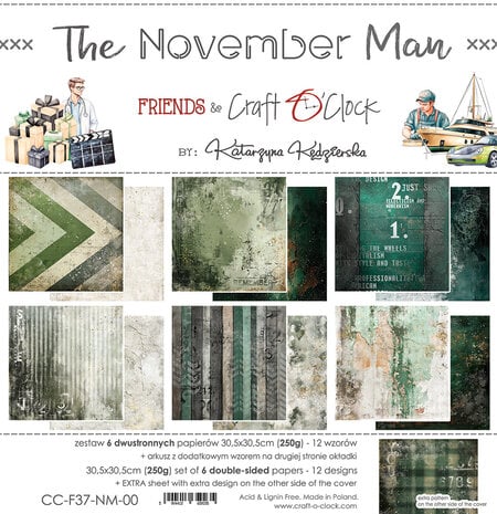 Craft O'Clock - The November Man 12x12 Inch Paper Set