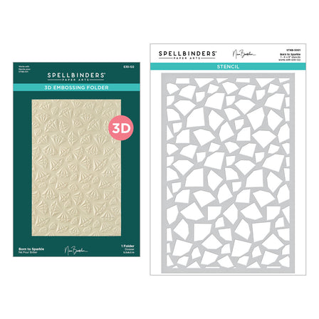 Spellbinders - Born to Sparkle 3D Embossing Folder and Stencil Bundle from the Bougie Birthday Collection by Nina Boettcher 