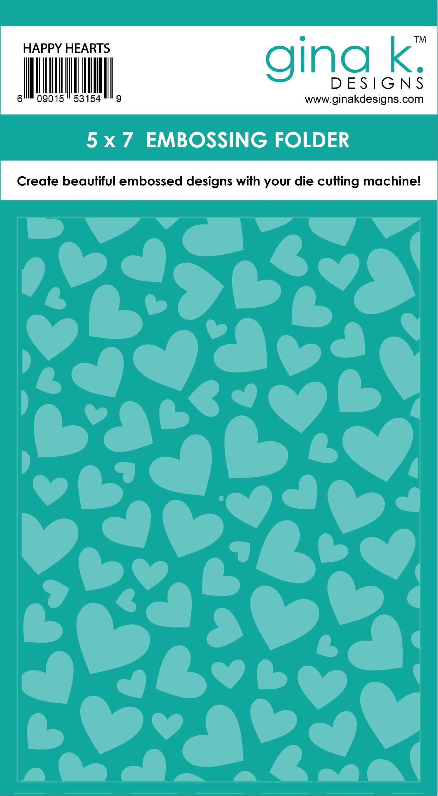 Gina K Designs - EMBOSSING FOLDER- Happy Hearts