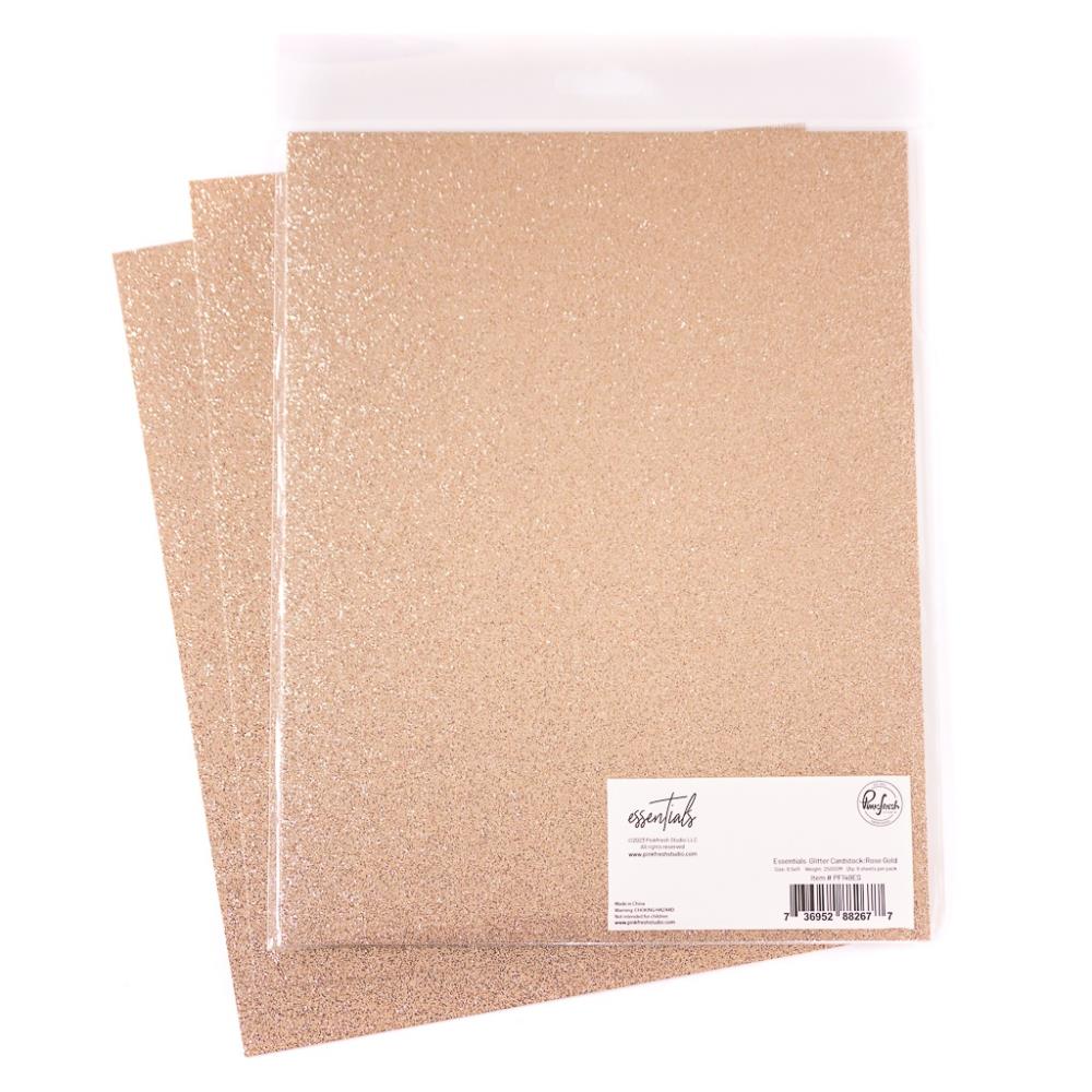 Pinkfresh Studio Essentials Glitter Cardstock 8.5"X11" 6/Pkg - Rose Gold 