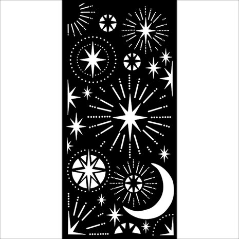 Stamperia - Christmas Mixed Media Thick Stencil 12x25cm Christmas Stars and Moon