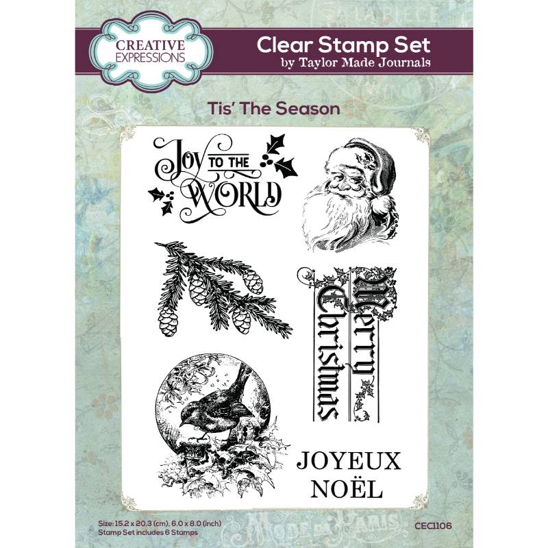 Creative Expressions Taylor Made Journals Tis The Season 6 in x 8 in Clear Stamp Set